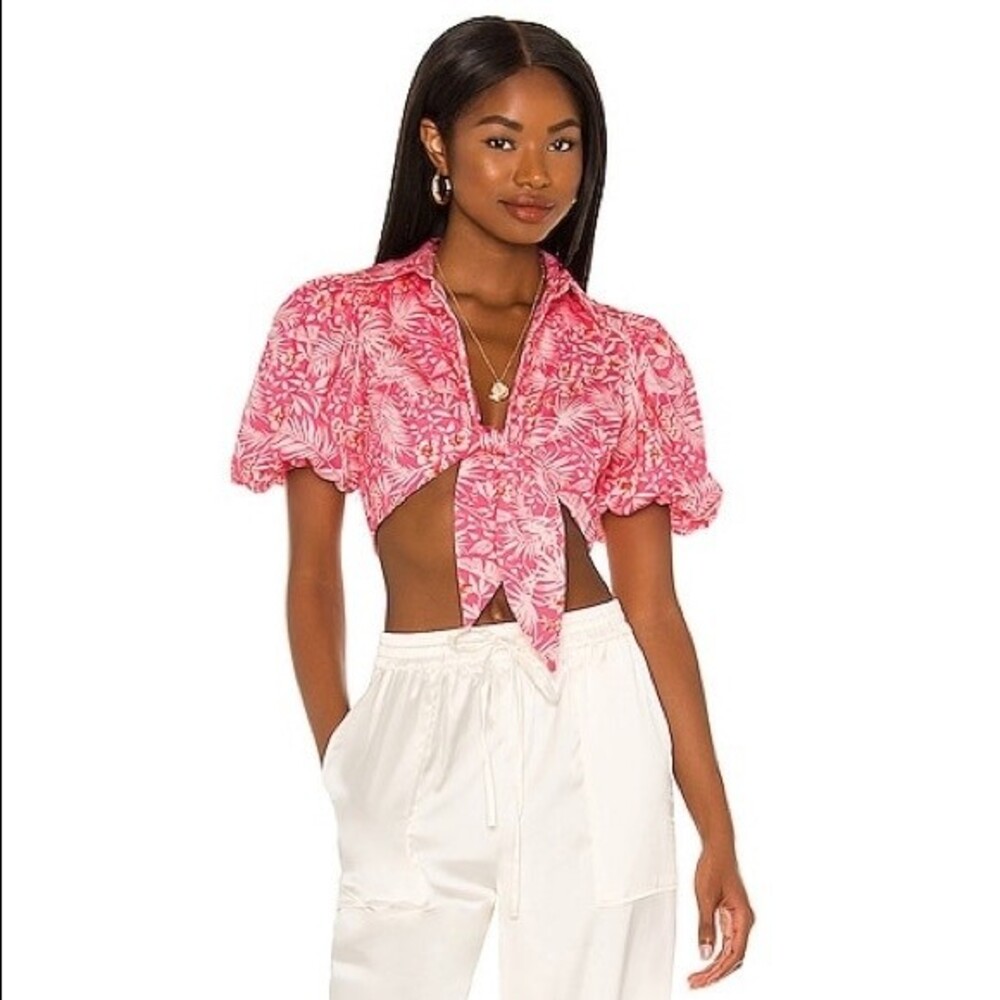 Lovers and Friends Juliet Tie Top in Sienna Tropical S